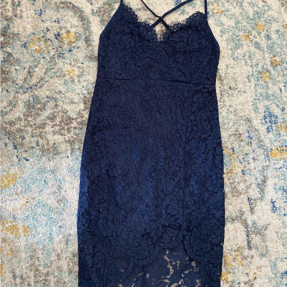 Elegant Navy Lace Dress